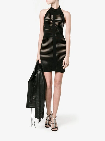 Shop Balmain Backless Bodycon Dress In Black