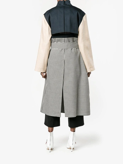 Shop A.w.a.k.e. Gingham And Denim Trench Coat In Blue