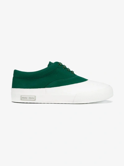 Shop Miu Miu Colour Block Sneakers In Green