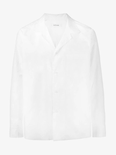 Shop Sulvam Open Collar Shirt In White