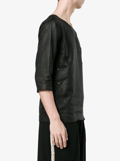 Shop Sulvam Pull Over Shirt In Black