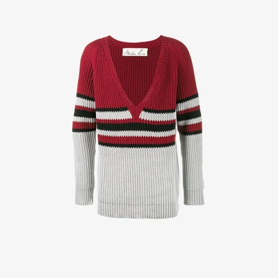 Shop Martine Rose V-neck Stripe Jumper In Red