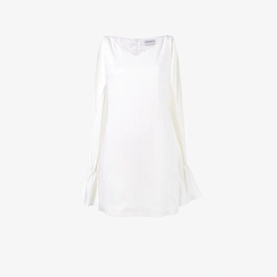 Shop Osman Camilla Slit Long Sleeve Dress In White