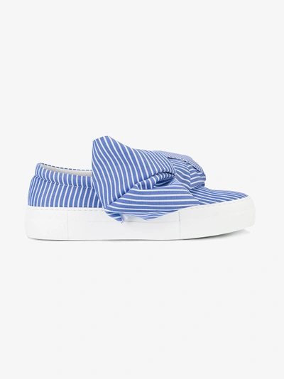 Shop Joshua Sanders Bow Wide Stripe Sneakers In Blue