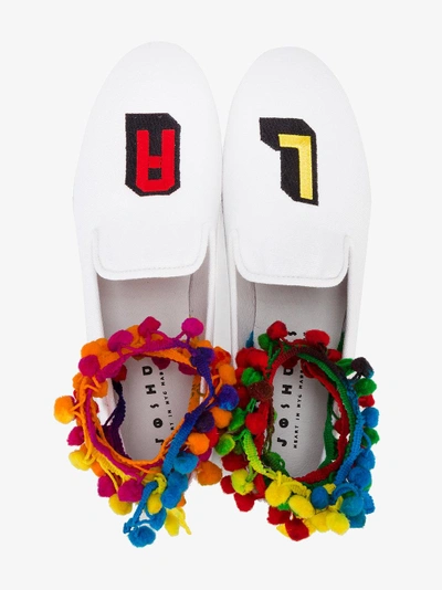 Shop Joshua Sanders La Pompom Loafers In White