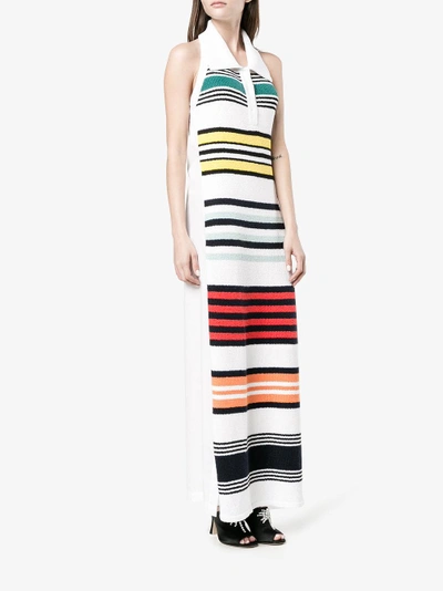 Shop Rosie Assoulin Rainbow Stripe Knitted Dress In White