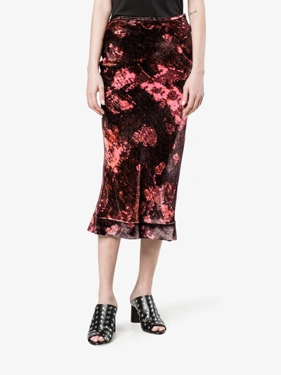 Shop Ellery Floral Print Skirt In Red