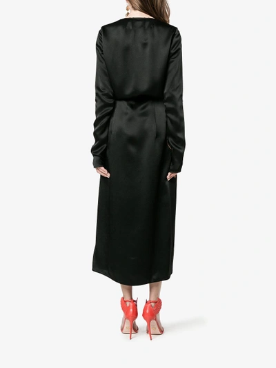 Shop Attico Gabriela Embroidered Wrap Dress In Black