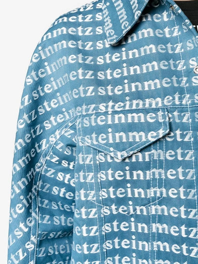 Shop Faustine Steinmetz Logo Printed Denim Overcoat In Blue