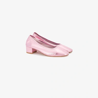 Shop Maryam Nassir Zadeh Pink Metallic Roberta Pumps In Pink/purple