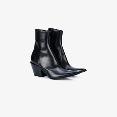 Shop Haider Ackermann 'taurus' Point Toe Mid Heel Ankle Boots In Black