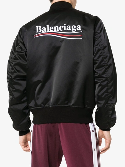 Balenciaga Slogan-embroidered Shell Bomber Jacket In Black | ModeSens
