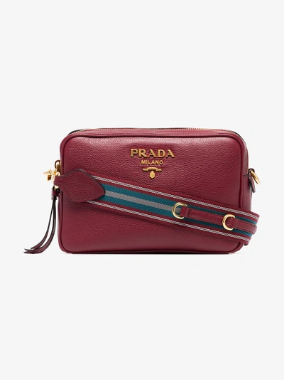 Shop Prada Red Double Zip Leather Cross-body Bag