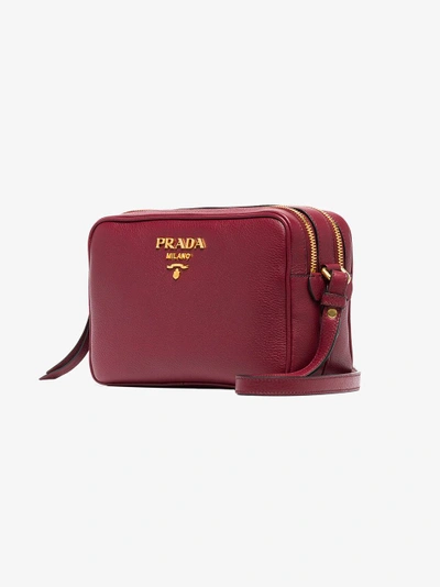 Shop Prada Red Double Zip Leather Cross-body Bag