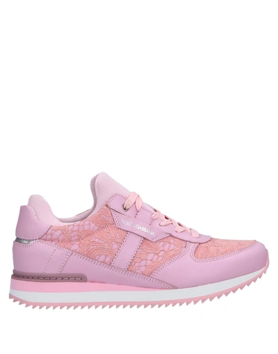 Shop Dolce & Gabbana Woman Sneakers Pink Size 6.5 Soft Leather