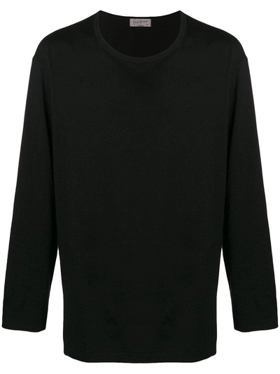 Shop Yohji Yamamoto Long-sleeve Fitted Sweatshirt In Black