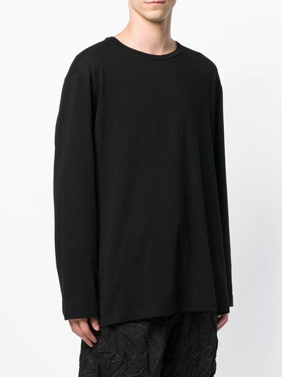 Shop Yohji Yamamoto Long-sleeve Fitted Sweatshirt In Black