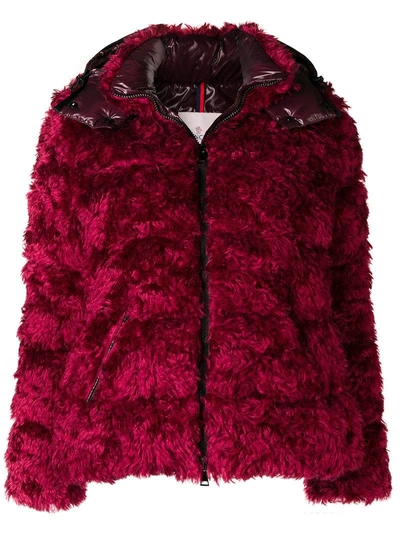 Shop Moncler Badyp Fur Padded Jacket - Red