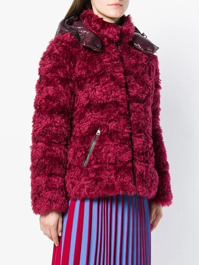 Shop Moncler Badyp Fur Padded Jacket - Red