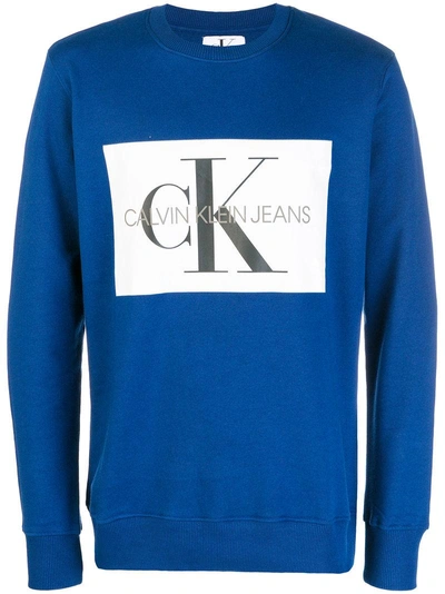 Shop Ck Jeans Calvin Klein Jeans Ck Logo Sweater - Blue
