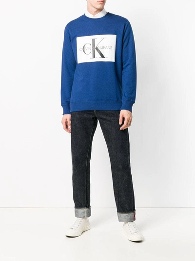 Shop Ck Jeans Calvin Klein Jeans Ck Logo Sweater - Blue