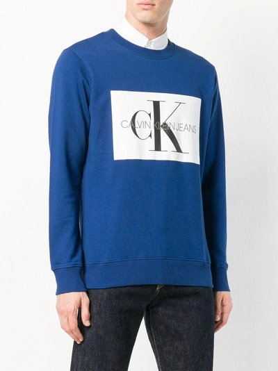 Shop Ck Jeans Calvin Klein Jeans Ck Logo Sweater - Blue