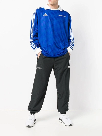 Shop Gosha Rubchinskiy X Adidas Logo Long-sleeve Polo Top In Blue
