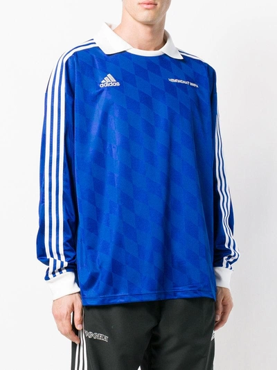 Shop Gosha Rubchinskiy X Adidas Logo Long-sleeve Polo Top In Blue