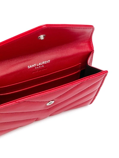 Shop Saint Laurent Leather Logo Purse - Red