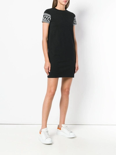 Shop Kenzo Logo Sleeve T-shirt Dress In Black