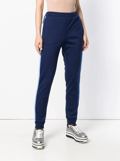 Shop Prada Side Stripe Track Pants - Blue