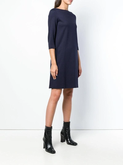 Shop Antonelli Slash Neck Mini Dress In Blue