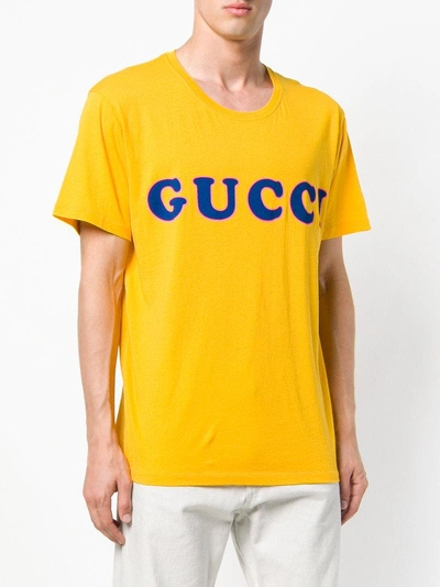 Shop Gucci Front Logo T-shirt - Yellow