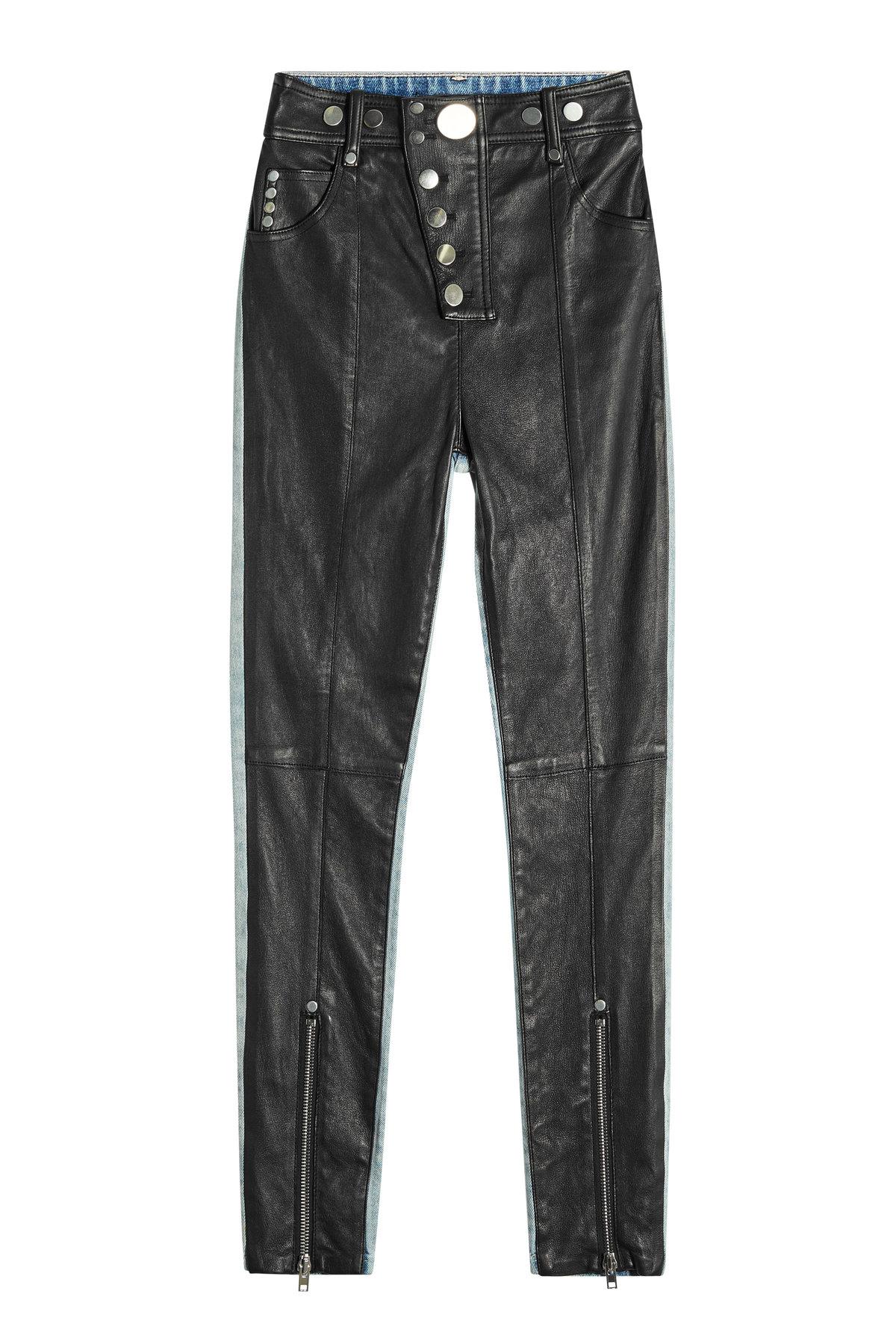 leather and denim pants