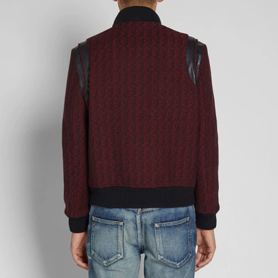 Shop Saint Laurent Wool Jacquard Teddy Jacket In Red