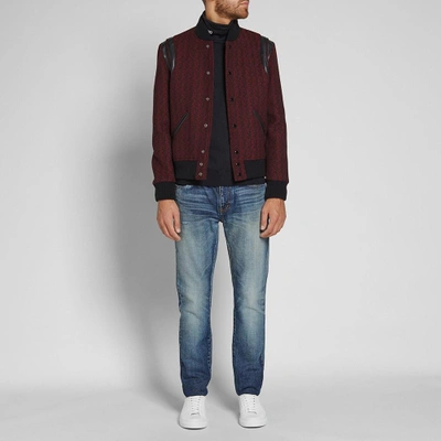 Shop Saint Laurent Wool Jacquard Teddy Jacket In Red