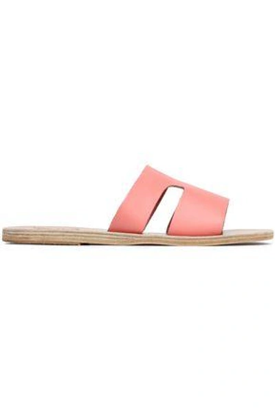 Shop Ancient Greek Sandals Woman Apteros Cutout Leather Slides Pink