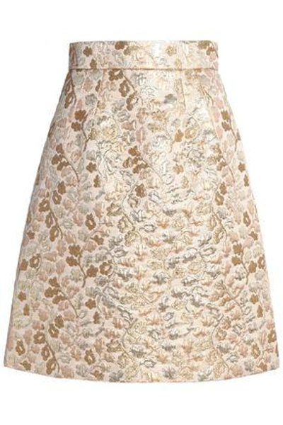 Shop Dolce & Gabbana Brocade Skirt In Gold
