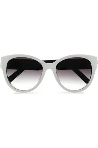 Shop Marc Jacobs Woman Cat-eye Two-tone Acetate And Silver-tone Sunglasses White