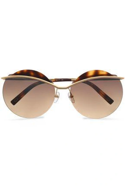 Shop Marc Jacobs Woman Round-frame Gold-tone Sunglasses Gold