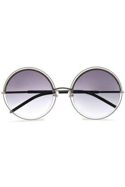 Shop Marc Jacobs Woman Round-frame Acetate And Silver-tone Sunglasses Silver