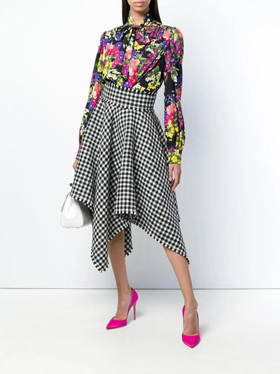 Shop Dolce & Gabbana Houndstooth Handkerchief Hem Skirt - Black