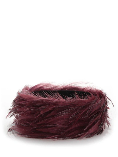 Shop Dries Van Noten Feathers Choker In Red