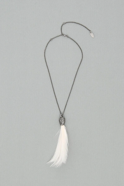 Shop Lanvin Swan Feather Necklace In White