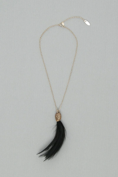 Shop Lanvin Swan Feather Necklace In Black