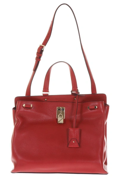 Shop Valentino Garavani Joylock Silver Padlock Bag In Red