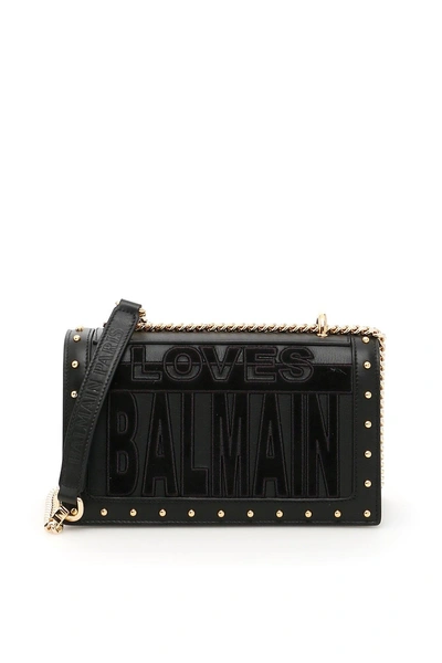 Shop Balmain Loves Shoulder Bag In Black