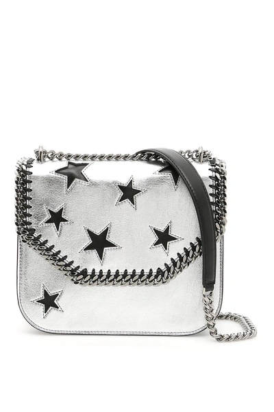 Shop Stella Mccartney Falabella Box Star Shoulder Bag In Silver