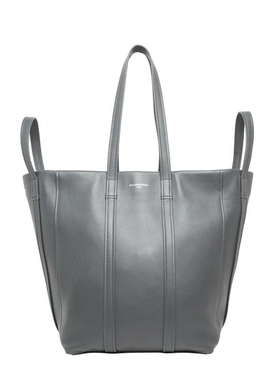 Shop Balenciaga Laundry Cabas Shoulder Bag In Grey