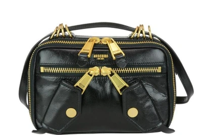 Shop Moschino Zip Shoulder Bag In Black